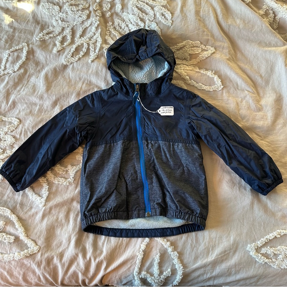 The North Face Warm Storm baby Blue and Heather Gray lined jacket infant